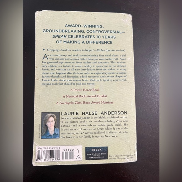 Speak Paperback Book By Laurie Halse Anderson - Picture 3 of 5